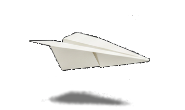 Paper plane preparing for takeoff